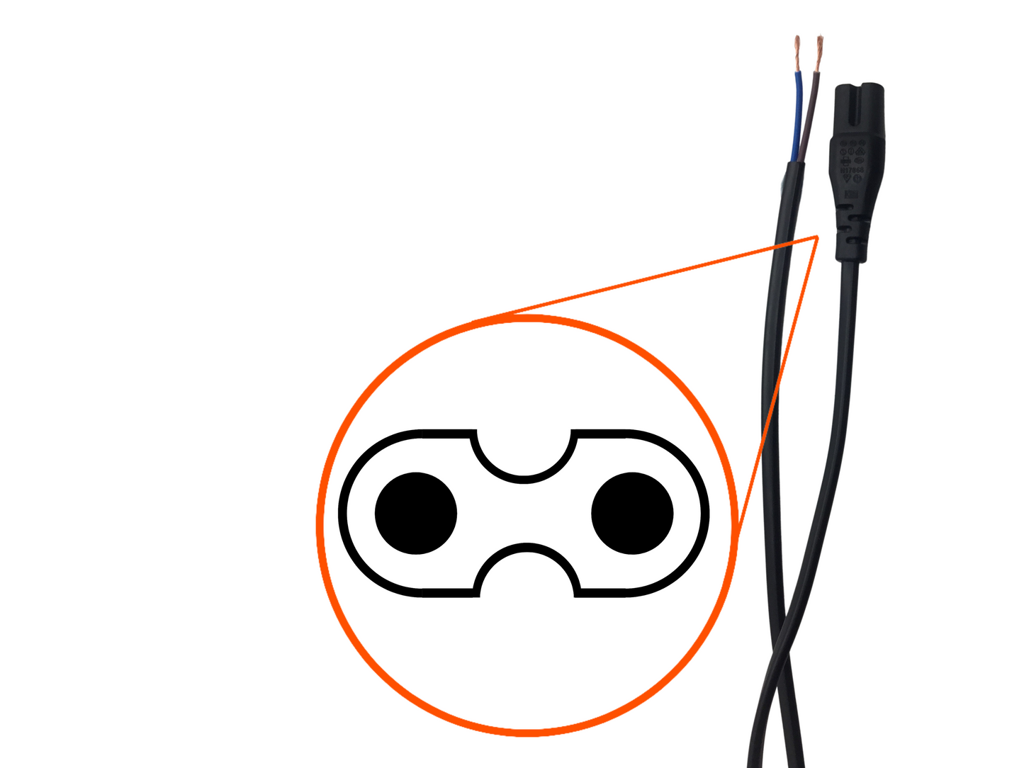 Bare End IEC C7 Straight Mains Lead - Black