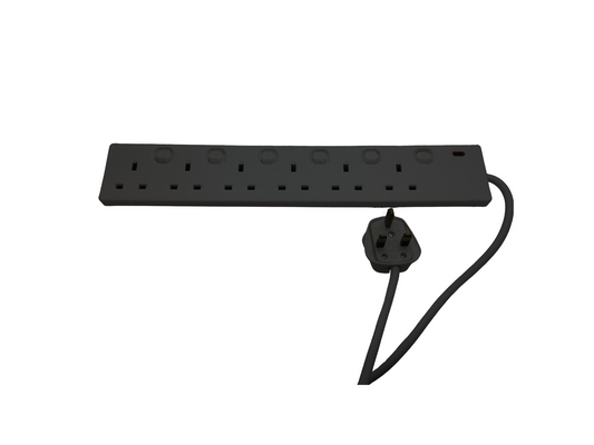6 Gang Extension Lead Switched - Black