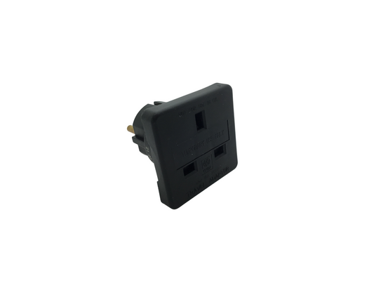 European Plug to UK 3 Pin Socket Travel Adapter - Black
