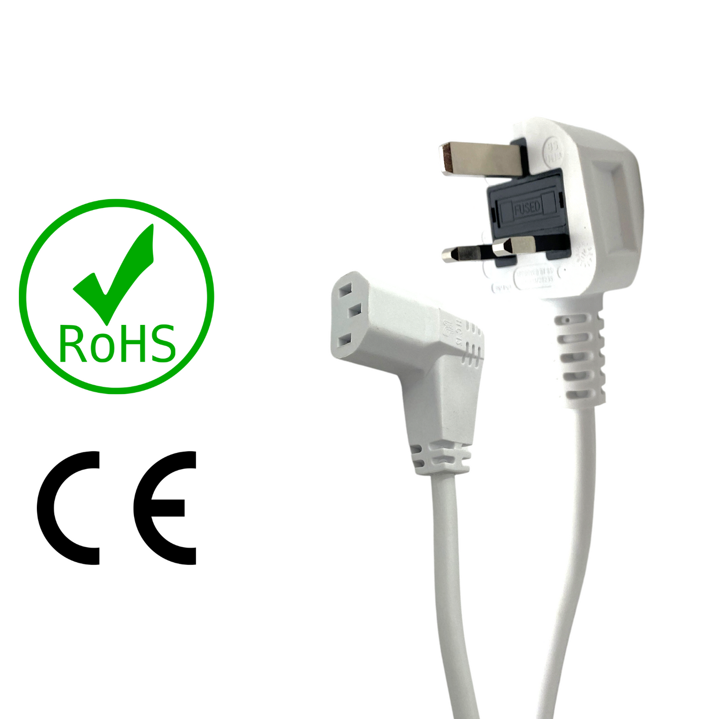 IEC C13 90° Mains Leads - White
