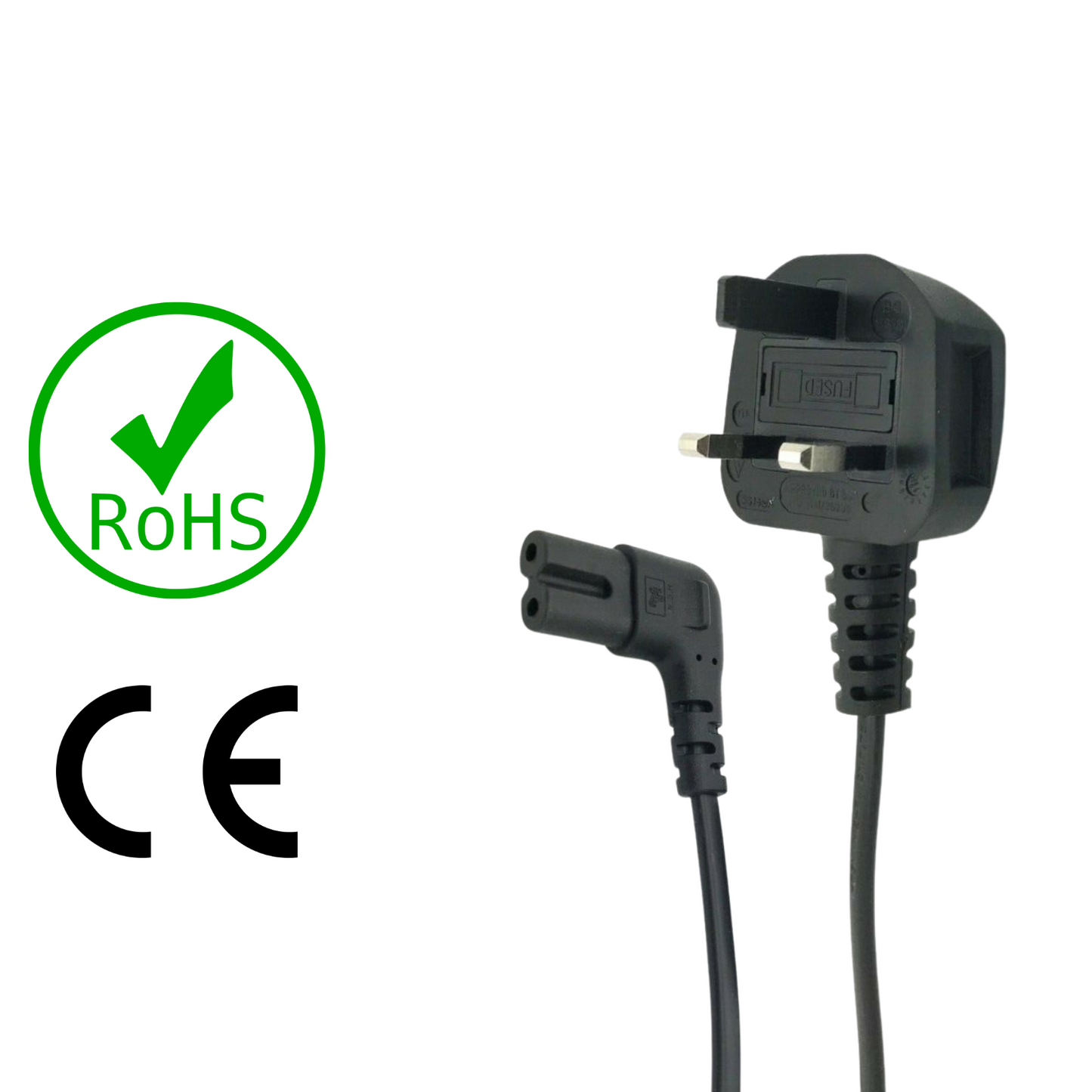 IEC C7 90° Mains Lead - Black