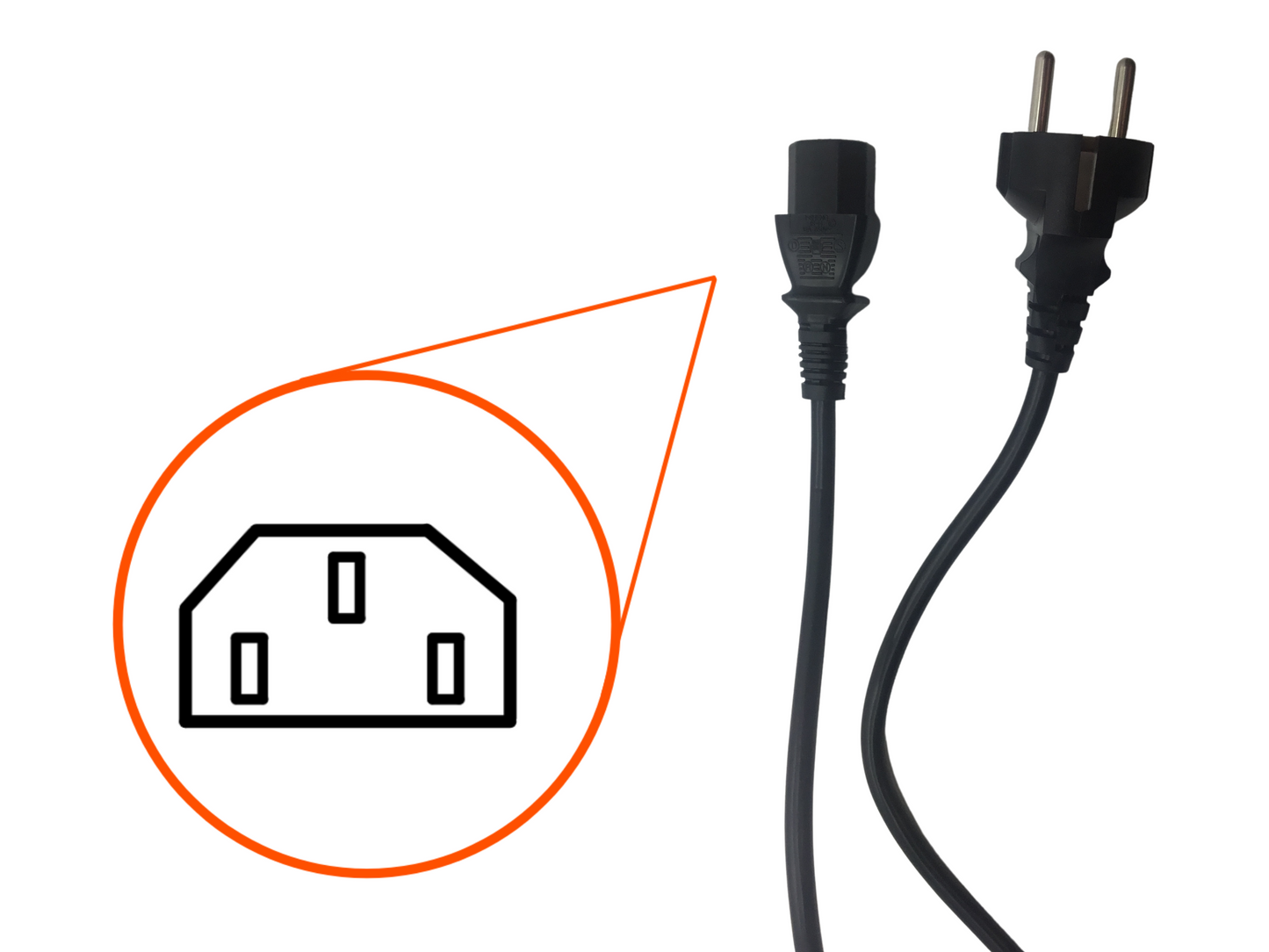 Schuko Straight Plug IEC C13 Straight Mains Lead - Black