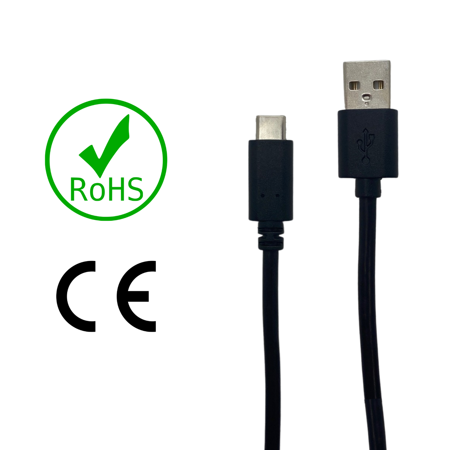 USB A Plug - USB C Plug Lead - Black