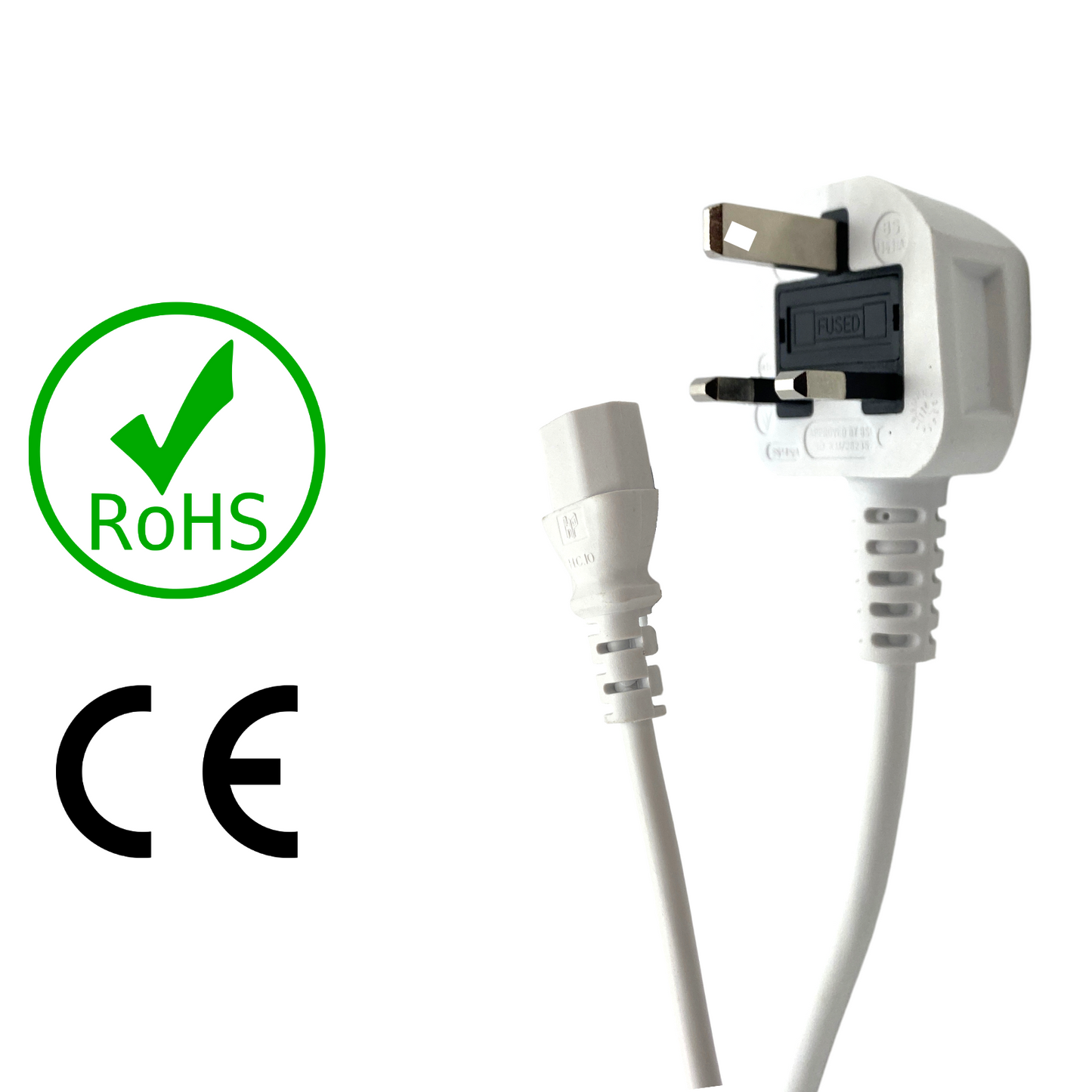 IEC C13 Straight Mains Leads - White