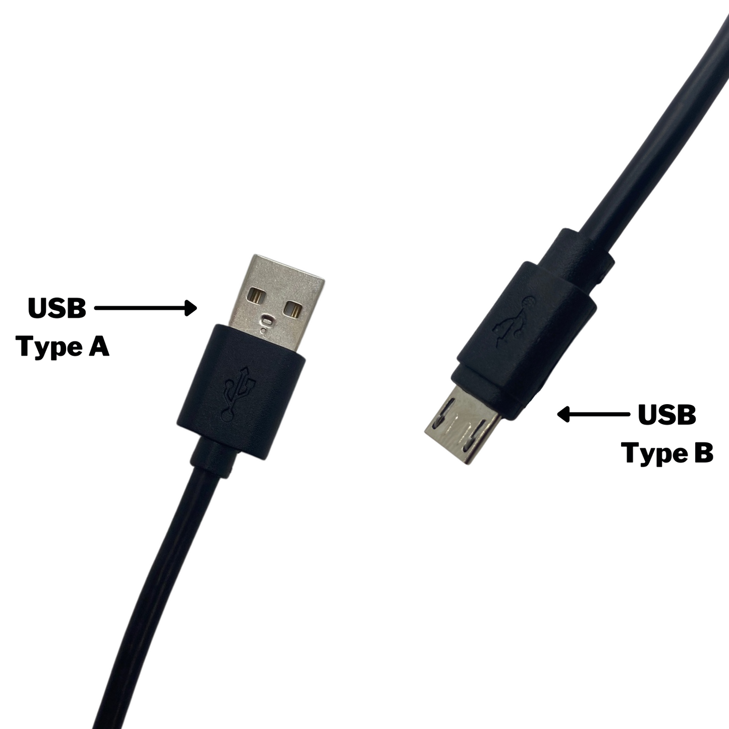 USB A Plug - USB Micro B Plug Lead - Black