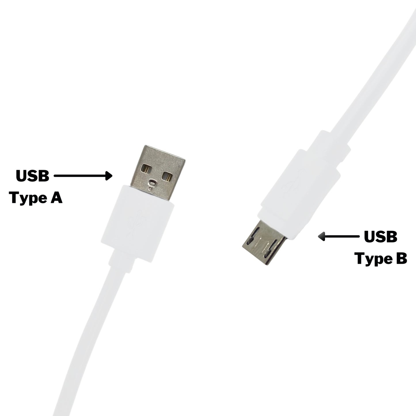 USB A Plug - USB Micro B Plug Lead - White
