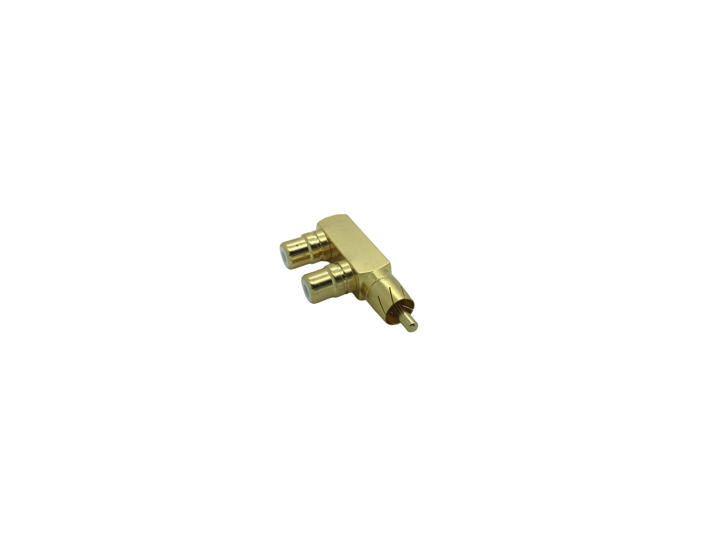 Phono Plug to 2x 90° Phono Socket Adaptor - Gold