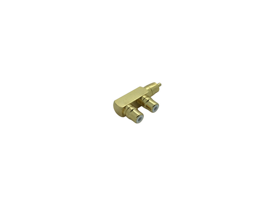 Phono Plug to 2x 90° Phono Socket Adaptor - Gold