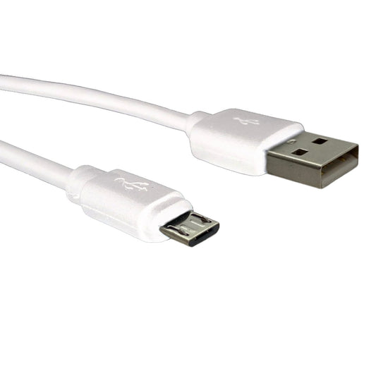 USB A Plug - USB Micro B Plug Lead - White