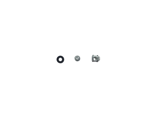 Rack Fixings M6 Screws, Caged Nuts and Black Screw Cups 50 Pack - Silver