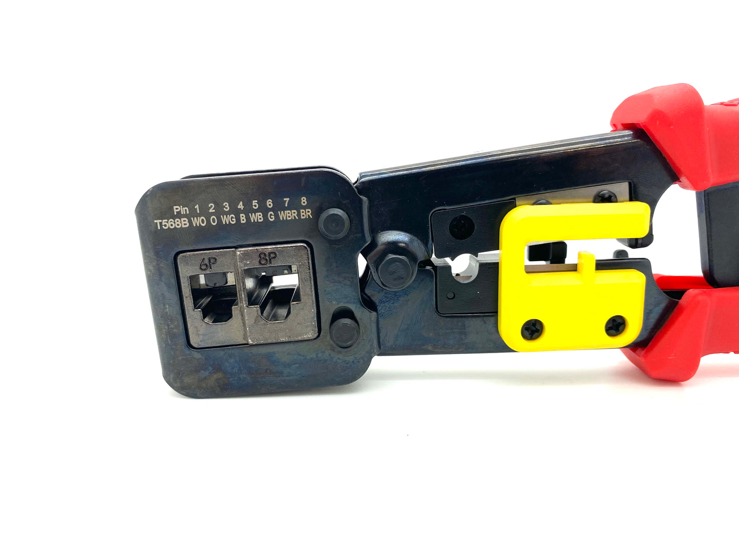 Ratchet Crimp Tool for SPEEDY RJ45 Plugs Cat 5e, Cat 6 and 6p6c/6p4c - Red, Black and Yellow