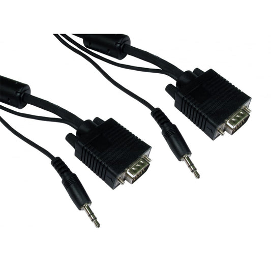 SVGA 15 Pin and 3.5mm Stereo Jack Male to Male Lead - Black