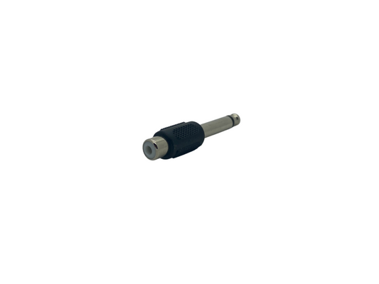 6.35mm 2 Pole Mono Jack Plug to Phono Socket Adaptor - Black