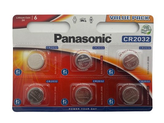 Panasonic CR2032 Lithium Cell Battery 6 Pack