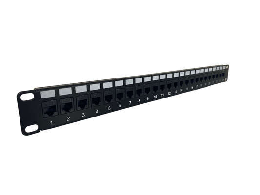 Cat 6 24 Port 1U Keystone Coupler Patch Panel with Caged Nut Set (No Cable Management)