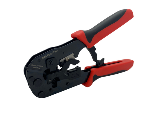Contractor Grade Ratchet Crimp Tool for SPEEDY RJ45 Cat 5e, Cat 6 and Cat 6a Plugs - Red and Black